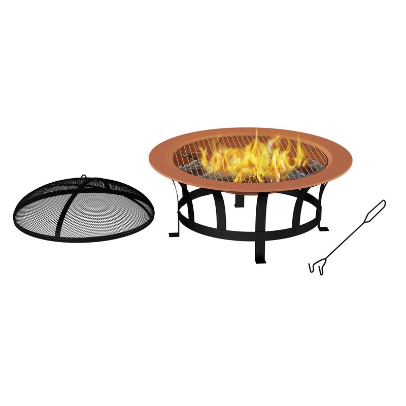 Millwood Pines Janzen Outdoor Deep Steel Wood Burning Fire Pit